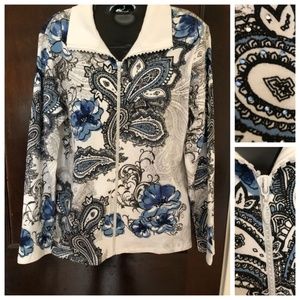 Jess & Jane Sweater size S Blue Black White